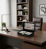 Load image into Gallery viewer, 10-Piece Black Leather Watch Box in Executive Office