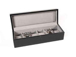 Load image into Gallery viewer, 6-Piece Rustic Black Wood Watch Box with Charcoal Grey Suede Interior