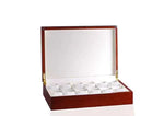 Load image into Gallery viewer, Diplomat 12-Piece Mahogany Wood Watch Storage Case – Cream Leatherette Interior - Watch Box Co.