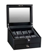 Cargar imagen en el visor de la galería, Volta 8 Carbon Fiber Watch Box With Extra Storage Compartment - Watch Box Co.