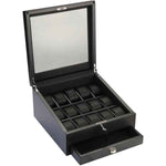 Load image into Gallery viewer, Volta Carbon Fiber Watch Case with 15 Compartments and Extra Storage