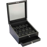 Load image into Gallery viewer, Volta Carbon Fiber Watch Case with 15 Compartments and Extra Storage
