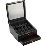 Load image into Gallery viewer, Volta 15 Compartment Wood Watch Box with Extra Storage for Organized Timepieces