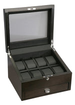Load image into Gallery viewer, Volta Rustic Brown 8 Wood Watch Case With Extra Storage Compartment
