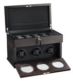 Load image into Gallery viewer, Volta Rustic Brown Wood 3 Watch Winder
