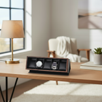 Load image into Gallery viewer, 5-Slot Flip Top Carbon Fiber Watch Box with Wood Grain Trim