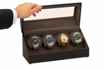 Load image into Gallery viewer, Diplomat Black Leather Watch Winder for Four Watches