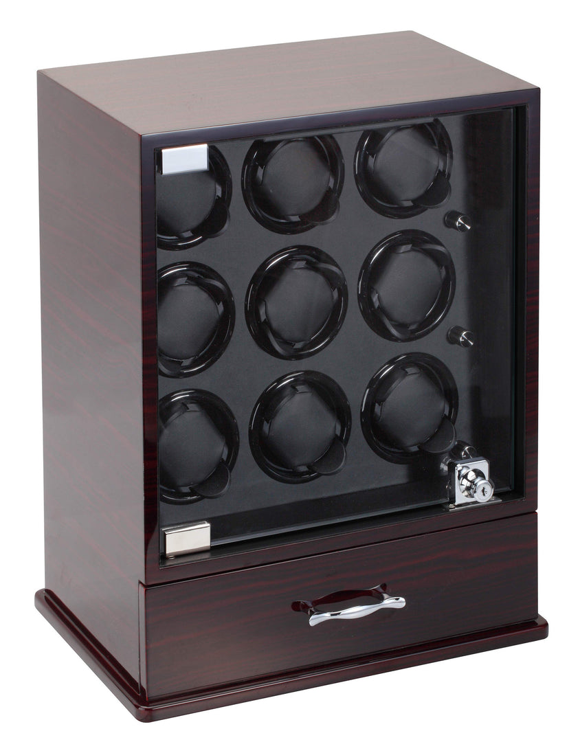 Diplomat Estate Collection Ebony Wood Nine Watch Winder - Watch Box Co. - 1