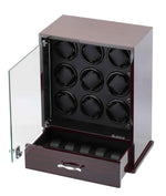 Load image into Gallery viewer, Diplomat Estate Collection Ebony Wood Watch Winder for Nine Watches - Watch Box Co.
