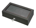 Cargar imagen en el visor de la galería, Diplomat 12-Piece Carbon Fiber Watch Box – Red Accent Stitching - Watch Box Co.