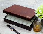 Load image into Gallery viewer, Diplomat 12-Piece Mahogany Wood Watch Storage Case – Cream Leatherette Interior - Watch Box Co.