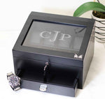 Cargar imagen en el visor de la galería, Volta 8 Carbon Fiber Watch Box With Extra Storage Compartment - Watch Box Co.