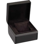 Cargar imagen en el visor de la galería, Diplomat Single Leather Watch Box – Black Onyx with Steel Gray Trim - Watch Box Co.