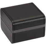 Cargar imagen en el visor de la galería, Diplomat Single Leather Watch Box – Black Onyx with Steel Gray Trim - Watch Box Co.