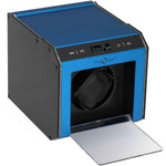 Load image into Gallery viewer, Blue Aluminum LED Watch Winder - Diplomat Single Watch Winder in Elegant Design