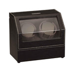 Load image into Gallery viewer, Diplomat Black Leather Watch Winder with Stitch Trim - Double Watch Storage Solution - Watch Box Co.