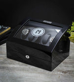 Load image into Gallery viewer, Diplomat Black Edition Watch Winder with LEDs - Four Automatic Watch Storage - Watch Box Co.