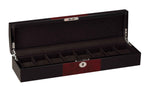 Load image into Gallery viewer, Diplomat 8-Piece Black Wood Watch Storage Case – Cherry Wood Accents - Watch Box Co.
