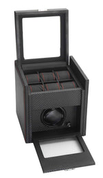Load image into Gallery viewer, Diplomat Modena Black Carbon Fiber Watch Winder with 6-Watch Storage