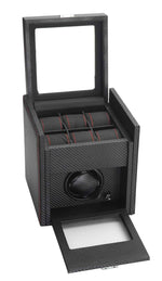 Load image into Gallery viewer, Diplomat Modena Black Carbon Fiber Watch Winder with 6-Watch Storage