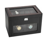 Load image into Gallery viewer, Diplomat Black Carbon Fiber Pattern Double Watch Winder &amp; 10 Watch Additional Storage
