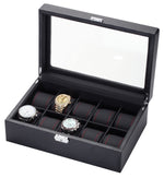 Load image into Gallery viewer, 10 Piece Carbon Fiber Watch Box With Red Stitch Trim - Watch Box Co. - 2
