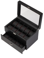 Load image into Gallery viewer, 20 Piece Carbon Fiber Watch Box With Red Stitch Trim - Watch Box Co. - 3

