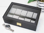 Load image into Gallery viewer, Diplomat 10-Piece Black Leather Watch Box