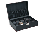 Load image into Gallery viewer, (10) Carbon Fiber Pattern Leather Watch Box With Red Stitch Trim - Watch Box Co. - 1
