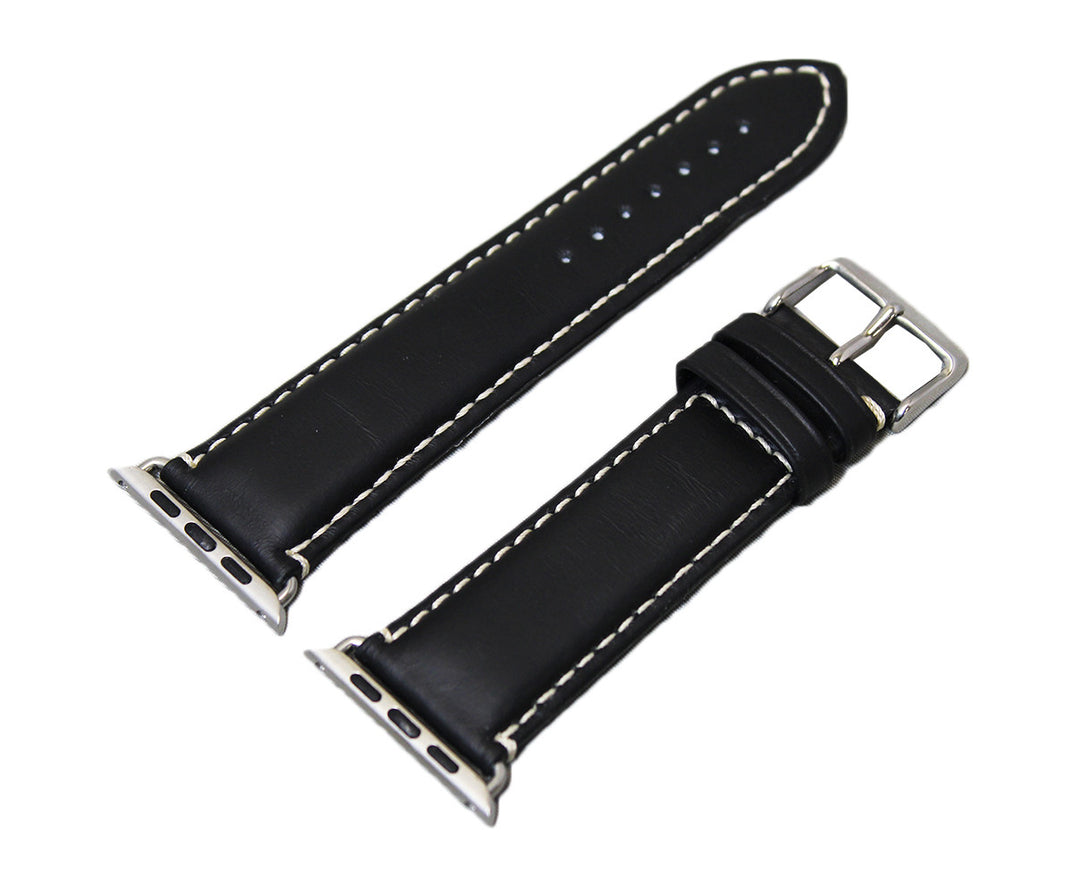 Mitri Genuine Leather Black Watch Strap With Contrast Stitching For Apple Watch - Watch Box Co. - 3