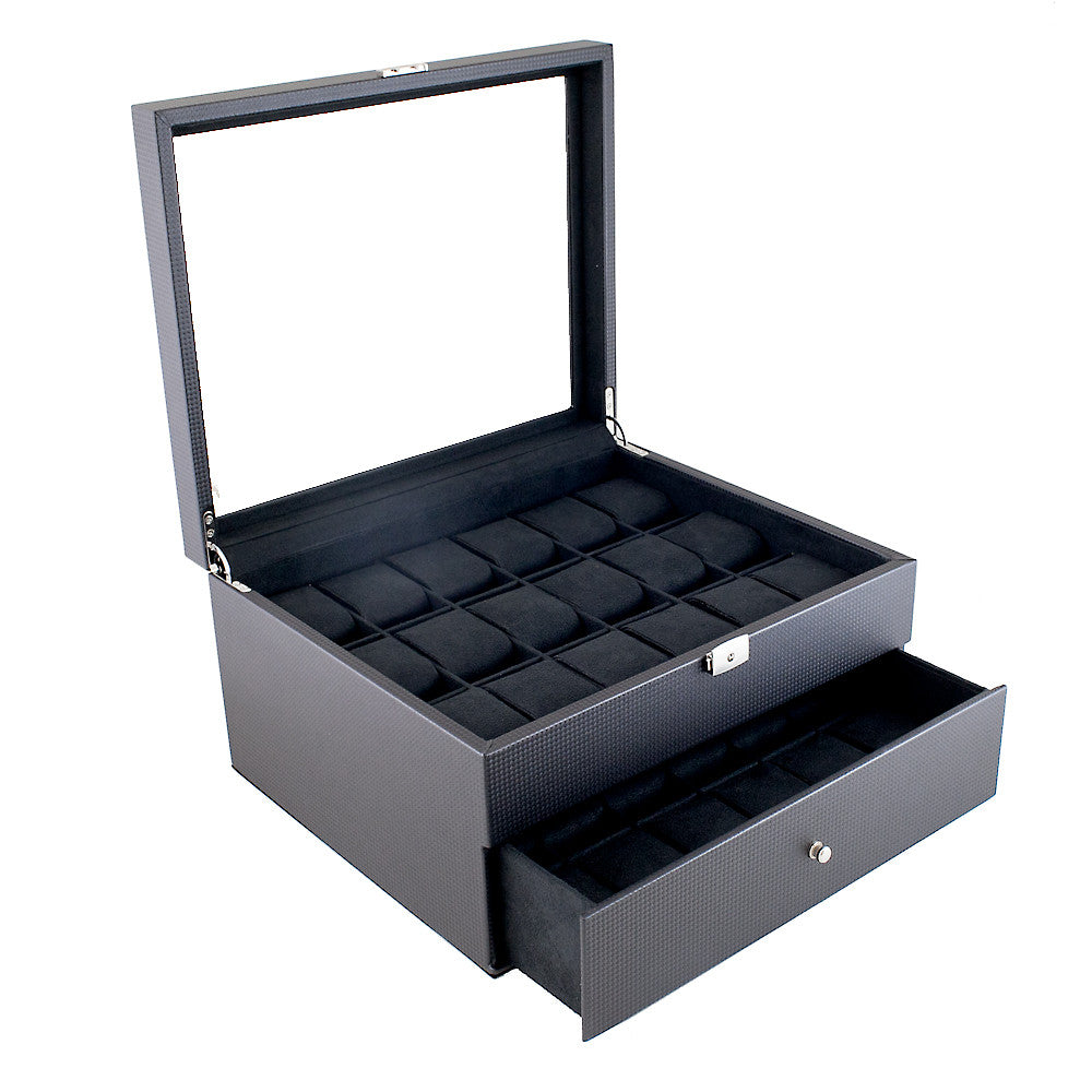Reporter Susteen metodologi 36) Carbon Fiber Pattern Leather Watch Box with Glass Top – Watch Box Co.