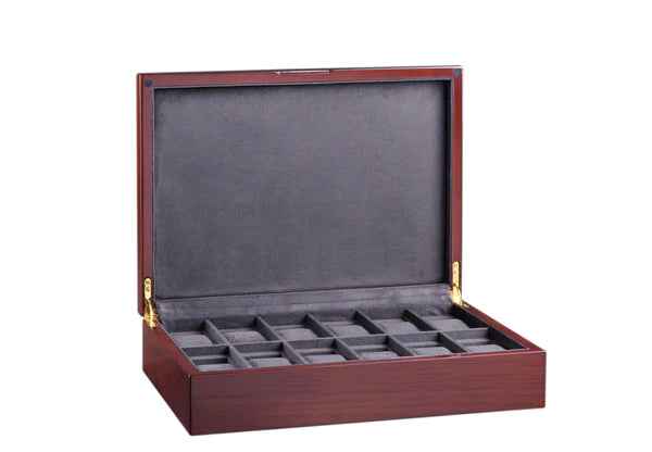 Mahogany Watch Storage Case – Diplomat 12-Piece Elegant Wood Watch Organizer