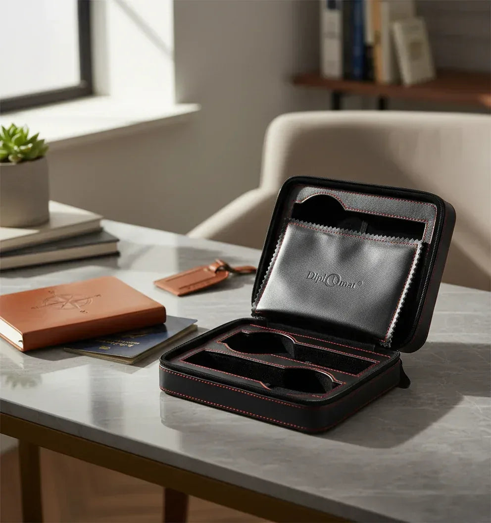 4-Piece Travel Watch Case - Black Fabric Interior | Watch Box Co.