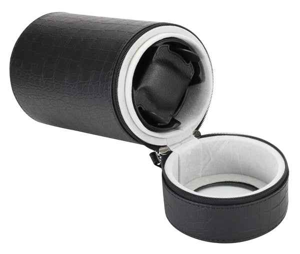Diplomat Black Leather Watch Winder for Travel - Single Watch Storage Solution