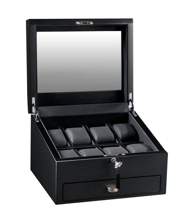 Volta 8 Carbon Fiber Watch Box With Extra Storage Compartment
