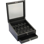Load image into Gallery viewer, Volta Carbon Fiber 15 Wood Watch Case With Extra Storage Compartment