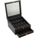 Load image into Gallery viewer, Volta 15 Compartment Wood Watch Box with Extra Storage for Organized Timepieces
