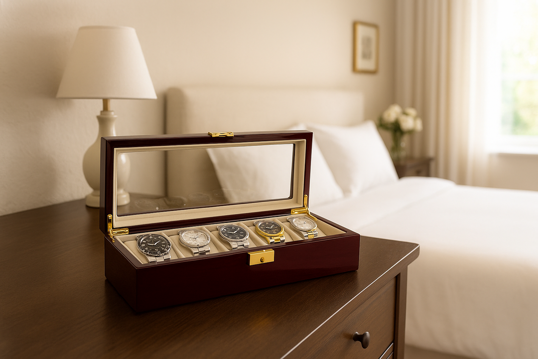 Diplomat 5-Piece Glossy Rosewood Watch Box