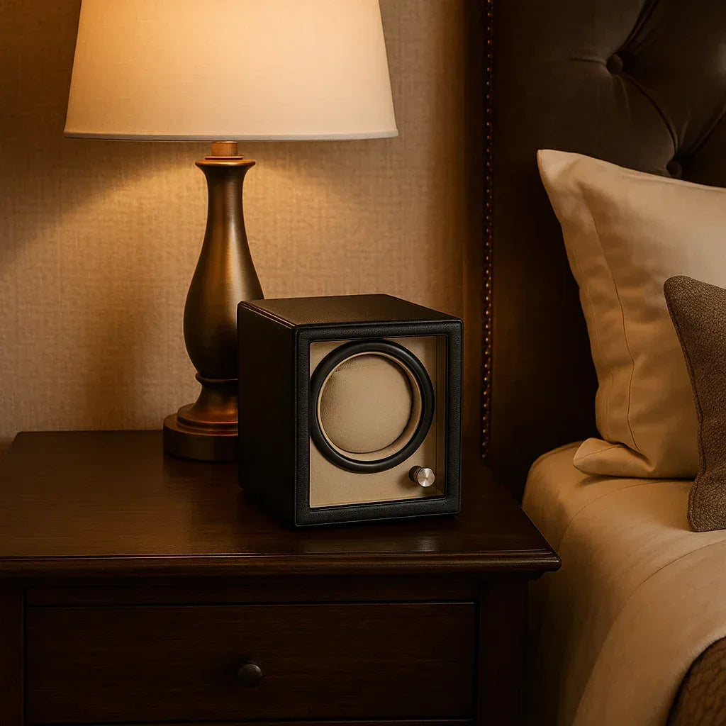 Diplomat Black Leather Single Watch Winder | Rolex, Omega