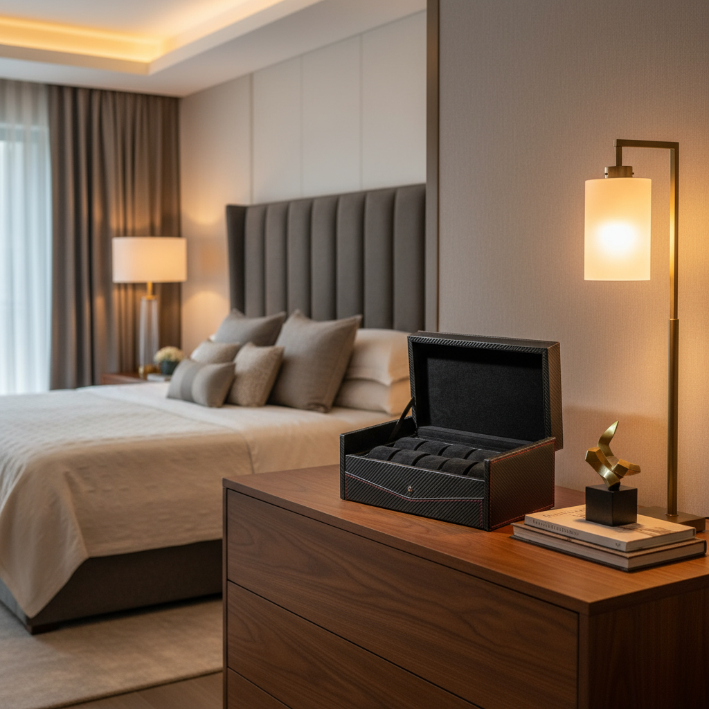 Luxury Bedroom with Carbon Fiber Watch Box