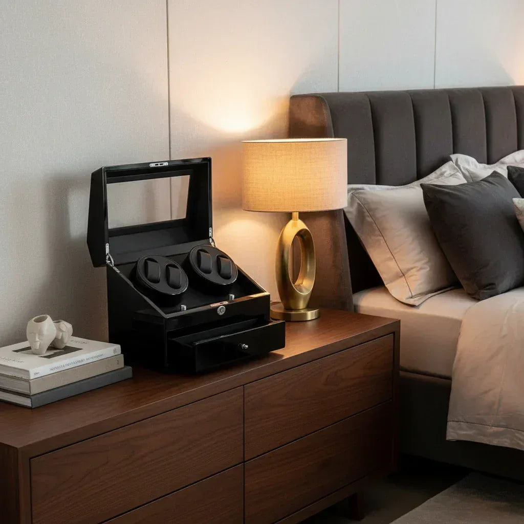 Diplomat Watch Winder - Elegant Piano Black Four Watch Winder Unit