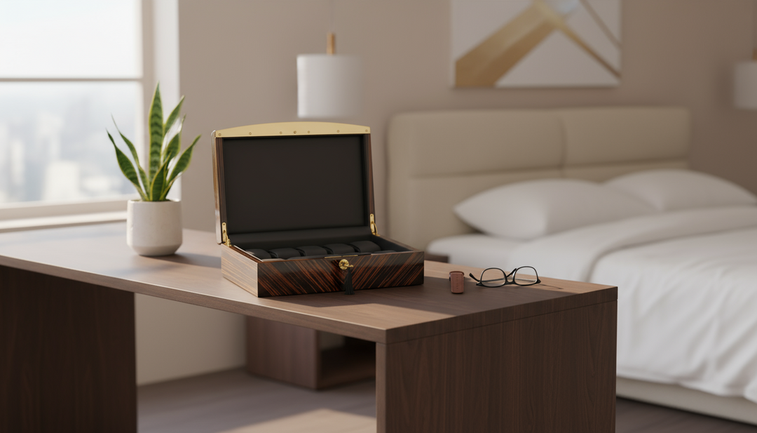 Volta 10-Piece High Gloss Ebony Wood Watch Case