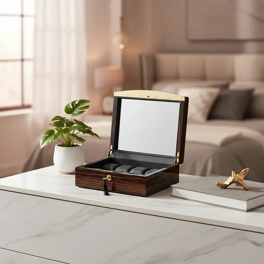 Ebony Wood Watch Case - Volta 8-Piece Luxury Organizer for