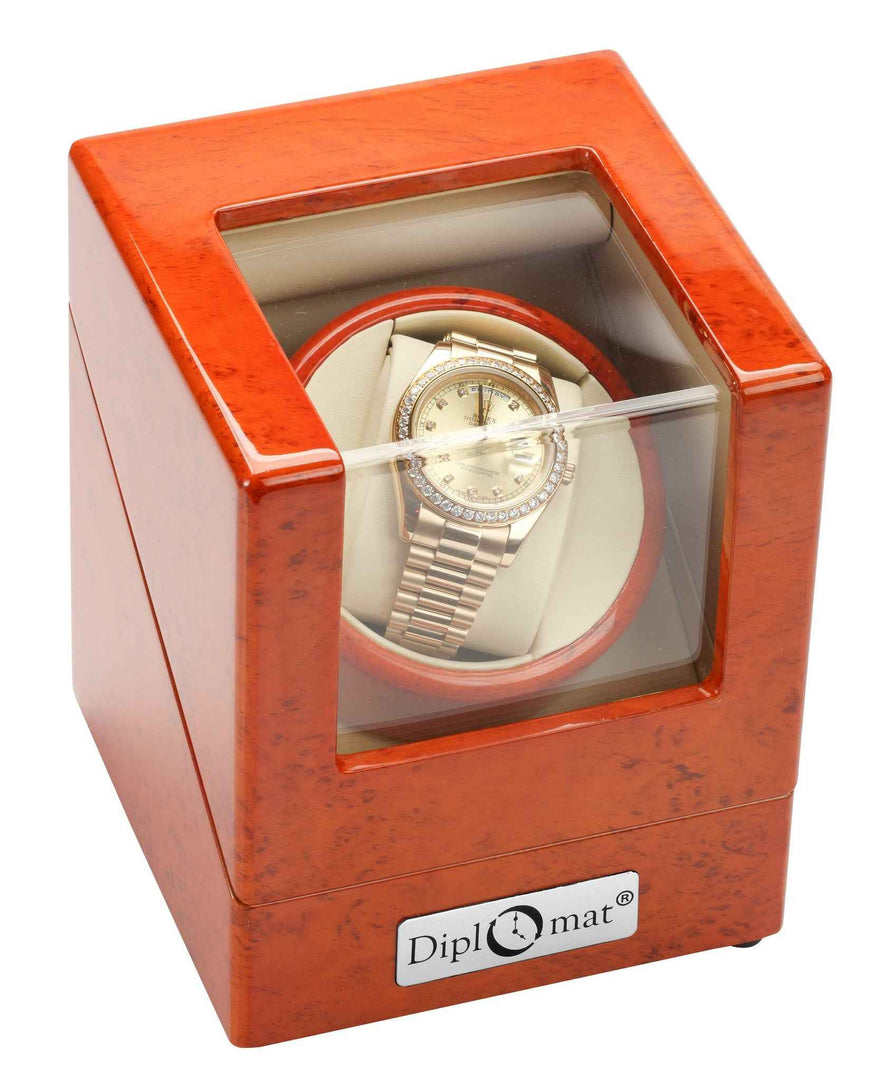 Diplomat Burlwood Watch Winder for Large Faced Watches