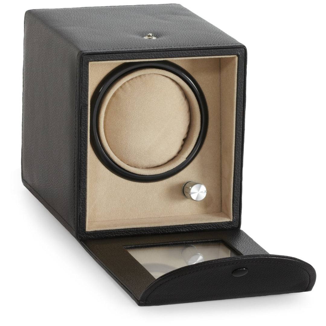Diplomat Black Leather Single Watch Winder - Watch Box Co. - 1