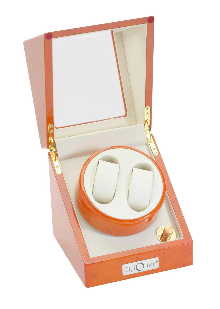 Diplomat Burlwood Double Watch Winder Watch Box Co.