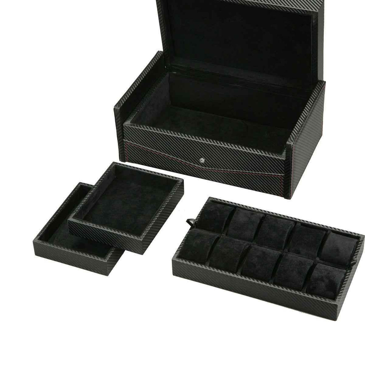 Carbon Fiber Watch Box - Diplomat 10-Piece with Removable Trays | Watch ...