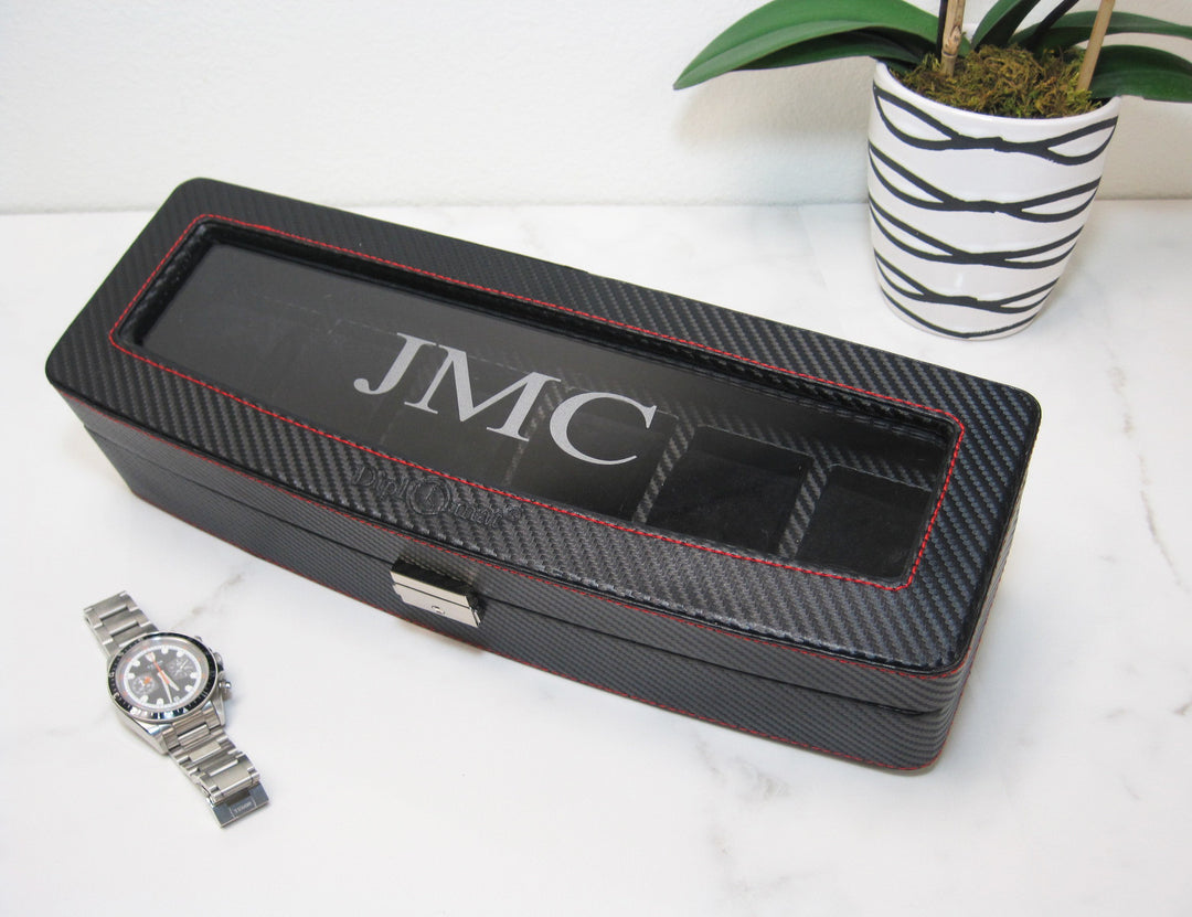 (6) Diplomat Carbon Fiber Watch Box with Clear Top - Watch Box Co. - 3