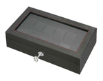 Load image into Gallery viewer, Diplomat 12-Piece Carbon Fiber Watch Box – Red Accent Stitching
