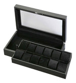 Load image into Gallery viewer, Diplomat 12-Piece Carbon Fiber Watch Box – Red Accent Stitching
